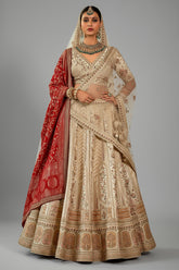 Off White Silk Designer Bridal Lehenga with Double Dupatta